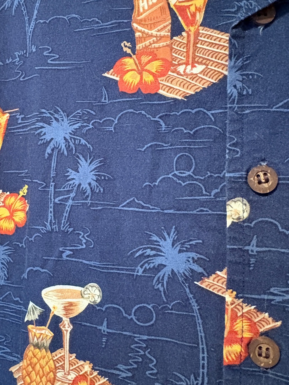 Quiksilver Silver Edition Vintage Tiki Cocktail Aloha Hawaiian Shirt M - Picture 4 of 7